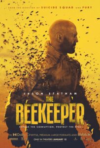 Poster for the movie The Beekeeper with Jason Statham